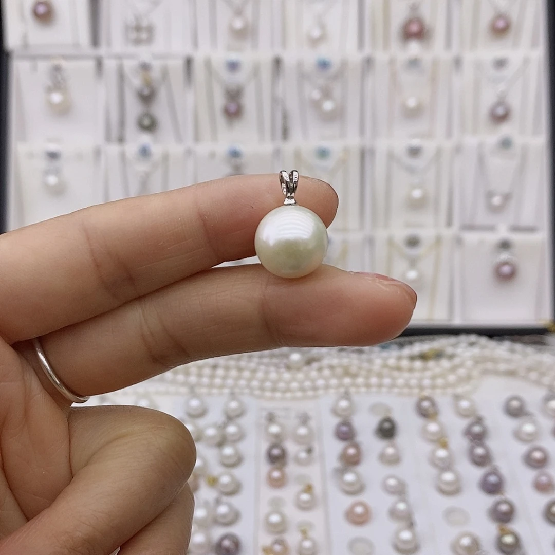 淡水珍珠吊坠(不含链)银S925镶嵌