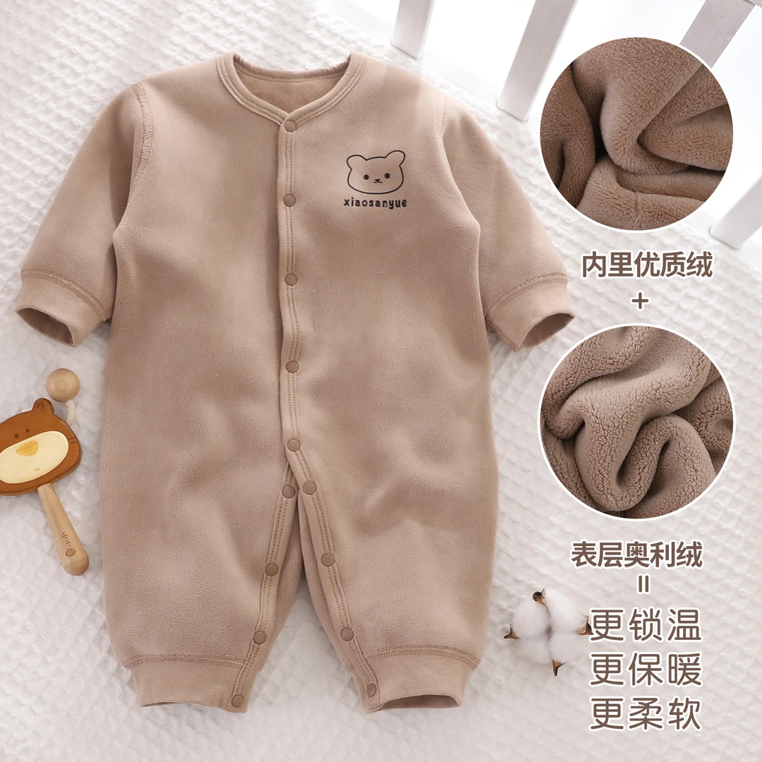 冬季婴儿连体衣宝宝加绒长袖哈衣儿童保暖爬服春秋外出服套装59码