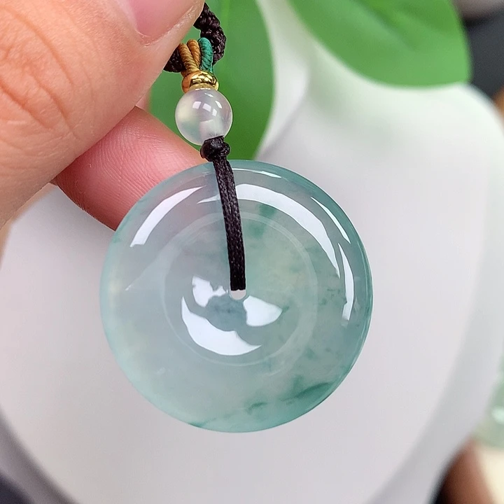 翡翠未镶嵌颈饰平安扣 28.1x5.5mm