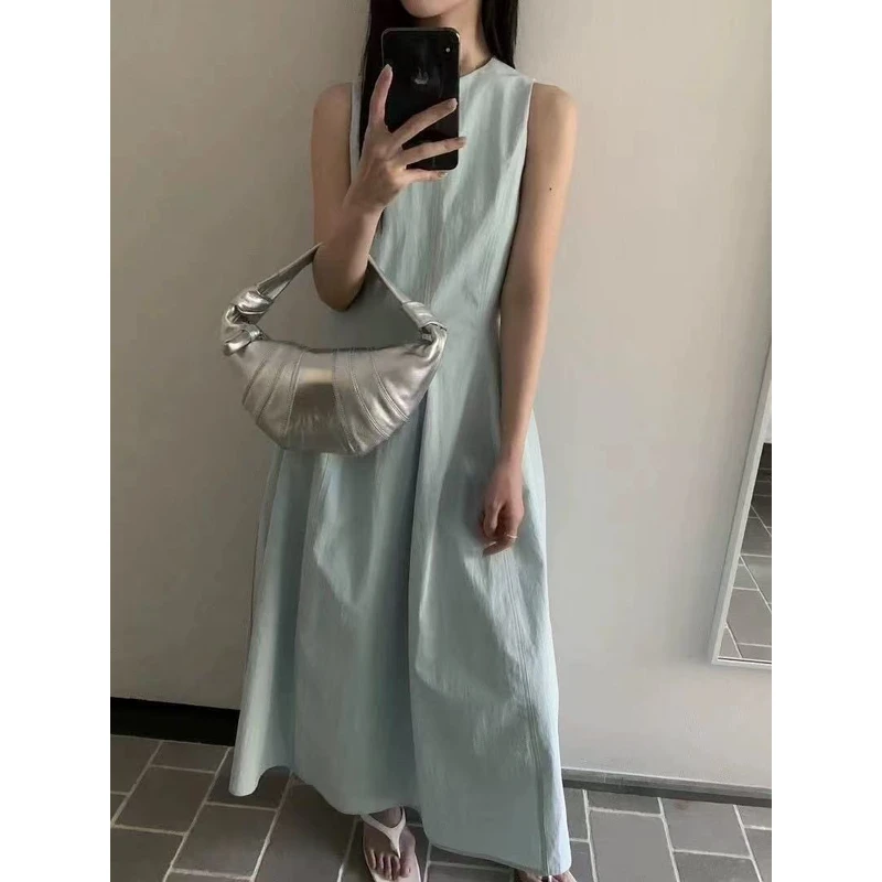 法式气质鱼骨线收腰背心连衣裙6861