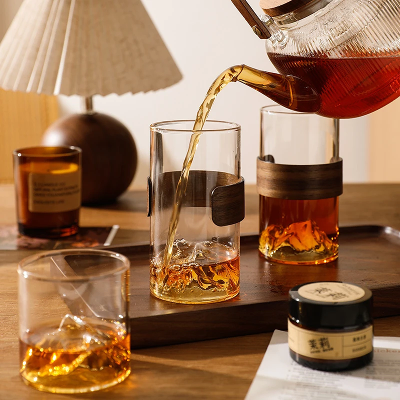 舍里家用玻璃茶杯绿茶品茗酒杯杯子送礼家用高硼硅玻璃透明喝水杯