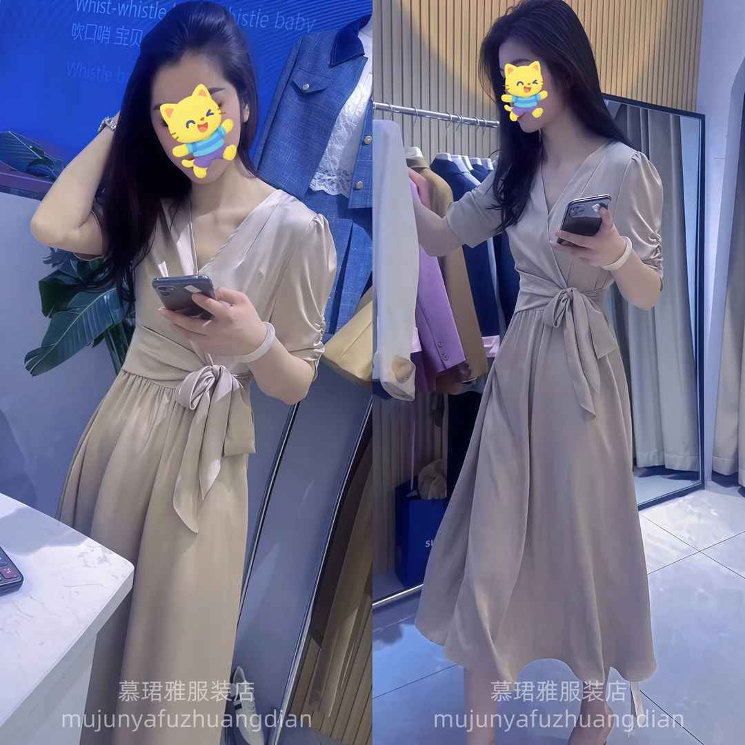 夏季新款时尚气质优雅轻奢设计高级感连衣裙女中长款裙子宽松显瘦