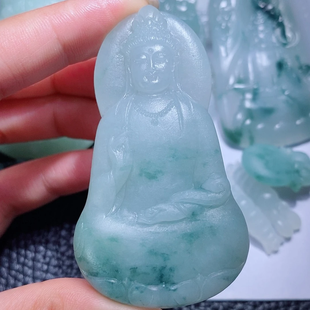 定制翡翠未镶嵌毛货付款后确认抛光