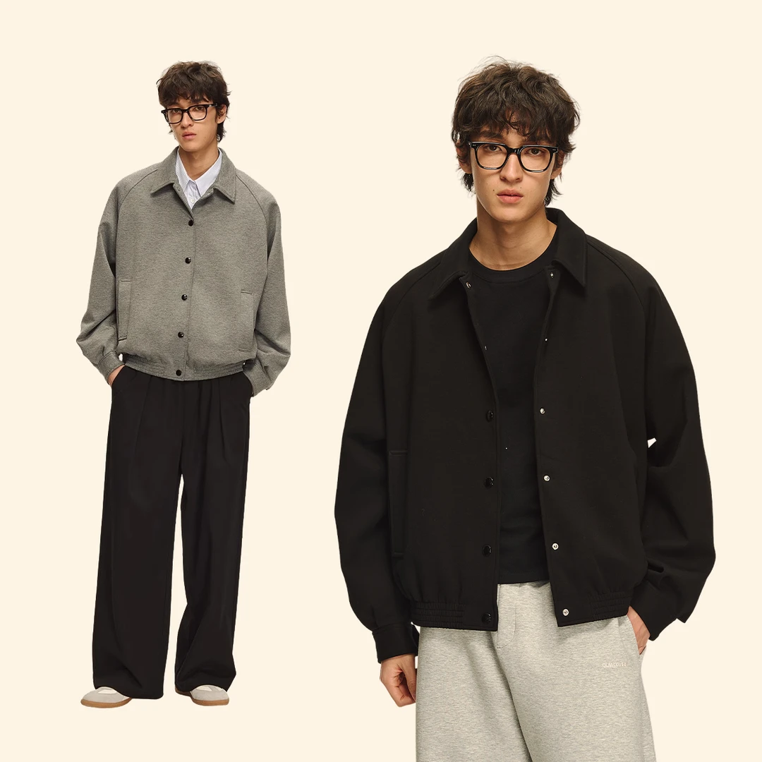 CLIMAX VISION果冻空气层面料/舒弹廓形/短款老钱风插肩夹克外套