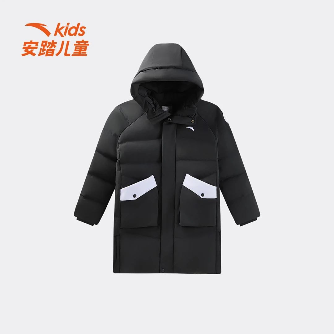 安踏儿童女大童长羽绒服2025冬款抗寒青少年四防热返羽绒外套6901