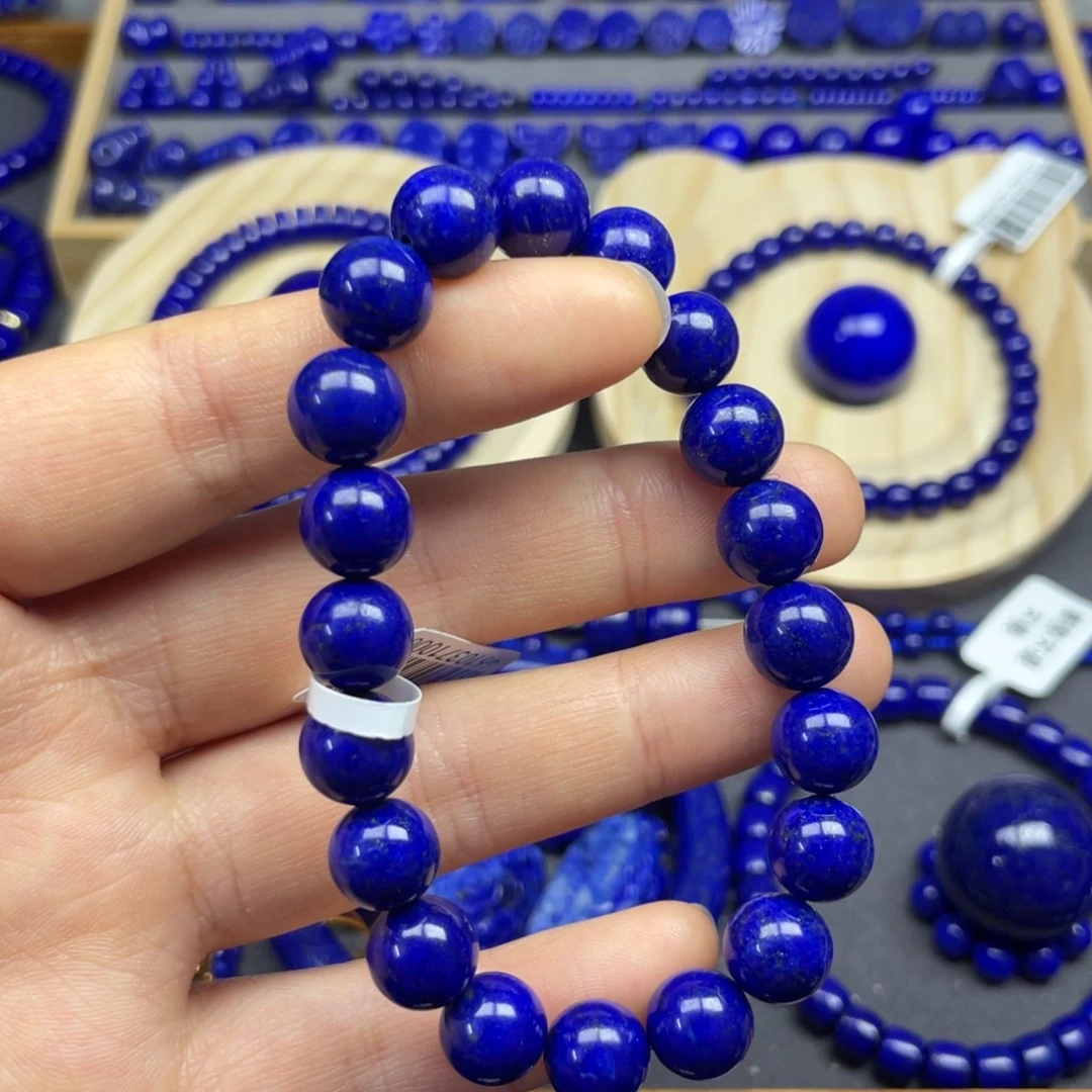 青金石未镶嵌圆珠手串9+