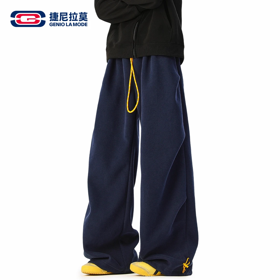 【敖瑞鹏代言】GENIOLAMODE美式重磅卫裤男士秋冬休闲阔腿运动长裤