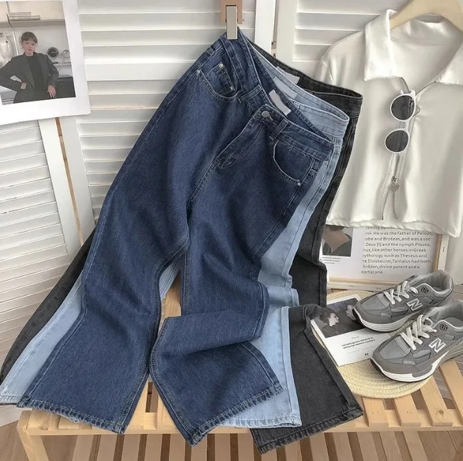 【大牌撤柜剪标高货】大码阔腿软牛仔女垂坠感拖地裤