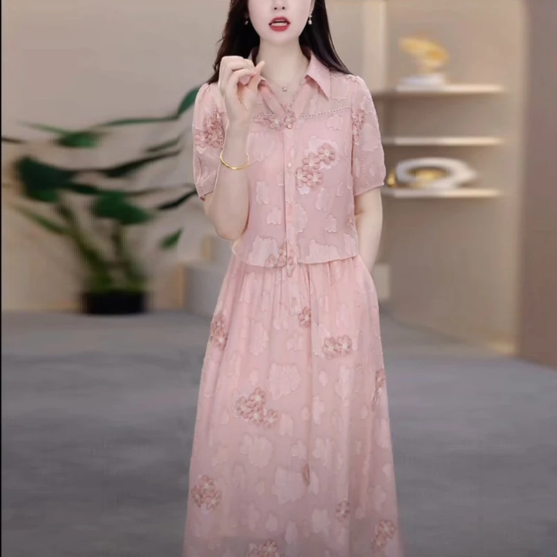 时尚洋气短袖法式连衣裙夏季新款遮肚子气质休闲收腰显瘦裙子女款