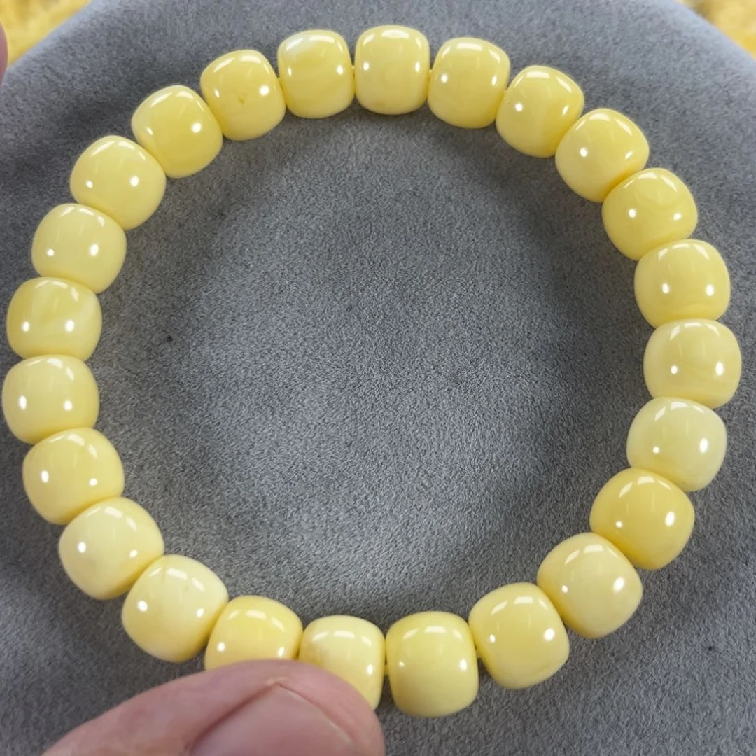 蜜蜡手串未镶嵌纯天然俄料奶白