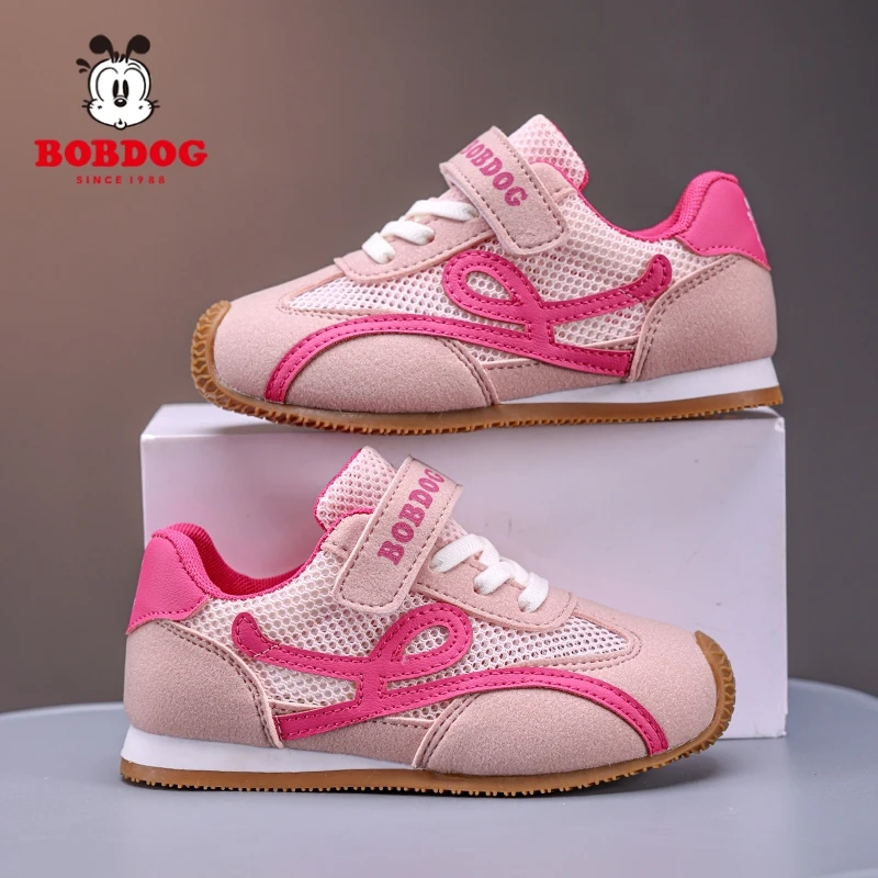 Bobdog/巴布豆女童阿甘鞋2025夏季透气儿童单网运动鞋女孩休闲鞋
