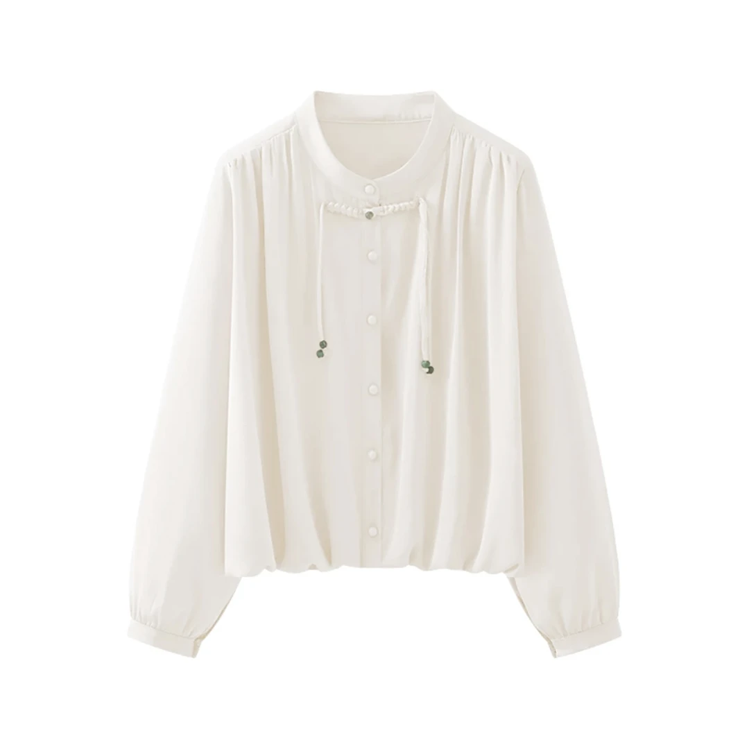 新中式！女士国风盘扣长袖小衫F70