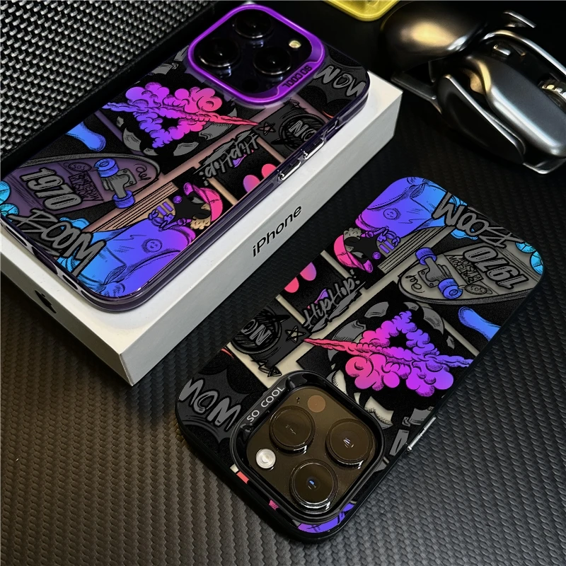 滑板涂鸦适用苹果16promax手机壳iPhone15创意14保护套17新款个性