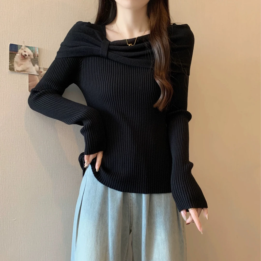 2025冬季新品一字肩气质显瘦毛衣