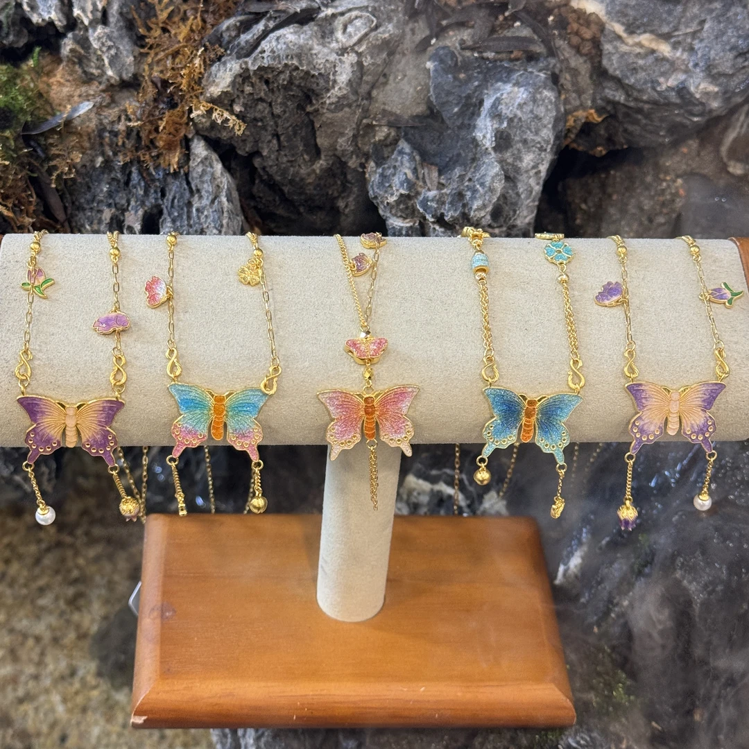 待定Z【流彩蝴蝶套链合集】足金999精工5G