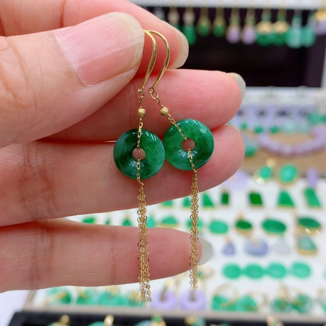 18K金镶嵌翡翠耳饰