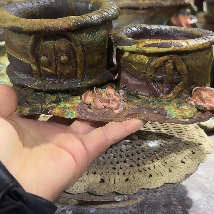 福利手工粗陶高温花盆