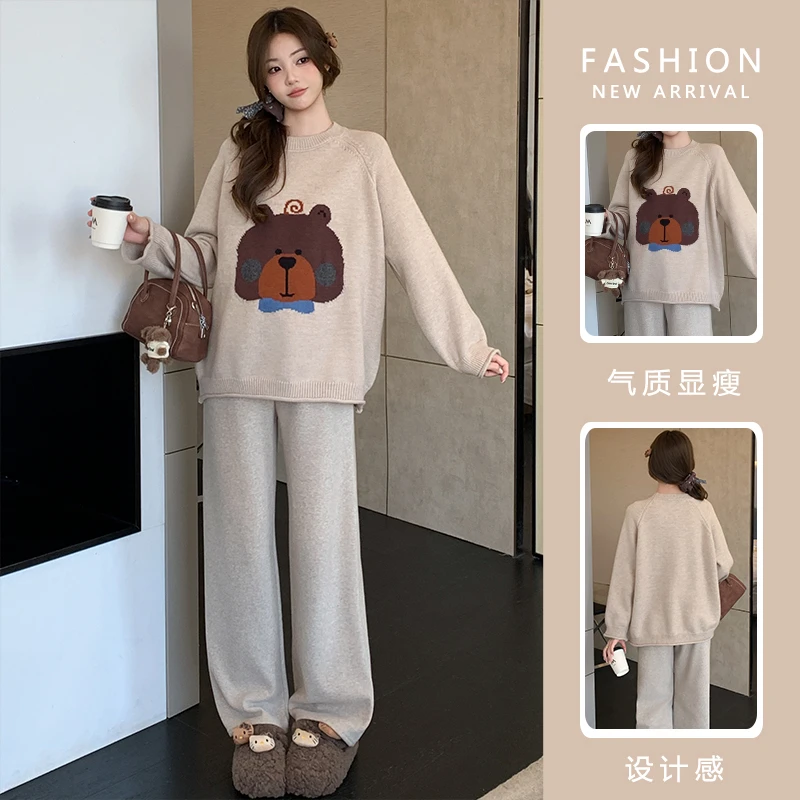 2025秋冬新款孕妇韩版套头毛衣软糯慵懒可爱风宽松毛衣中长款