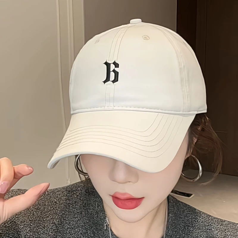 薄款夏季刺绣设计弯檐运动棒球帽男女大头围显脸小百搭软顶鸭舌帽