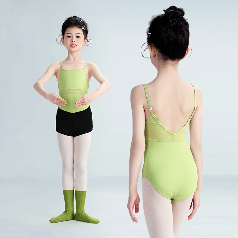 夏季吊带舞蹈服儿童基训艺考形体服连体服女童芭蕾舞练功服体操服