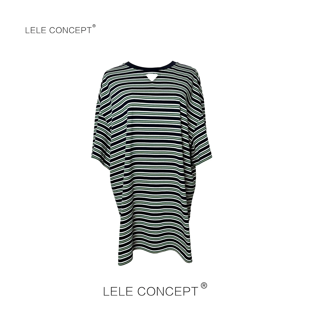 LELE CONCEPT｜领口三角镂空条纹长T恤TX093