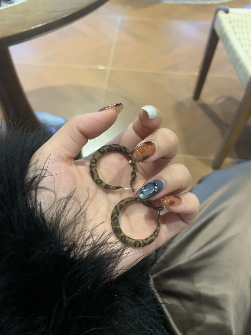 铜合金耳饰 【豹纹环韵】圆环个性甜酷