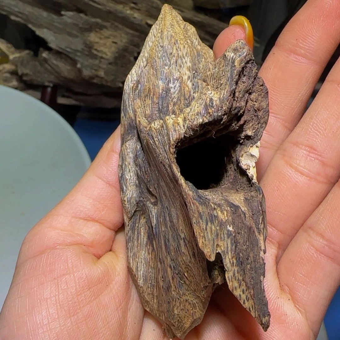 沉香手把件小*沉香奇楠天然翘口老料29克