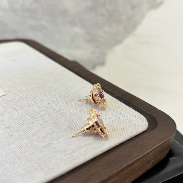 铜合金耳饰 紫色花花耳环EH2577