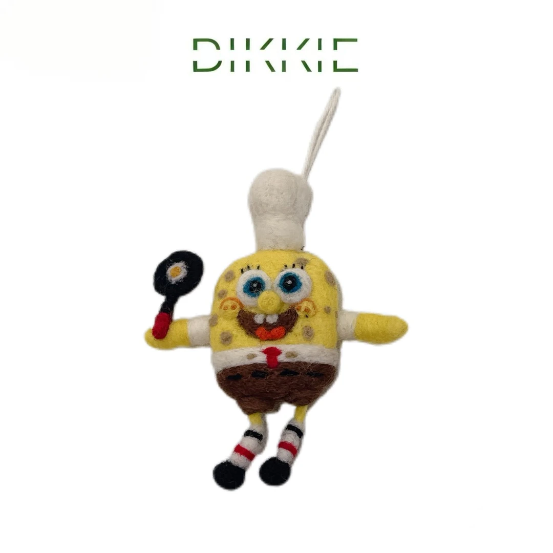 BIKKIE海绵宝宝毛毡手工公仔可爱挂件包包卡通包挂饰钥匙扣包挂