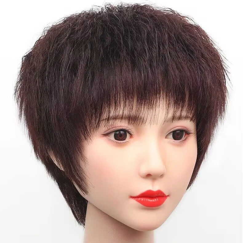 【手织升级款-烟花烫玉米须】适合自然-70岁减龄发型假发送妈妈