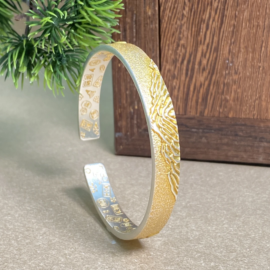 足银银制品 【小北好物】足银开口手镯-16QL95X112