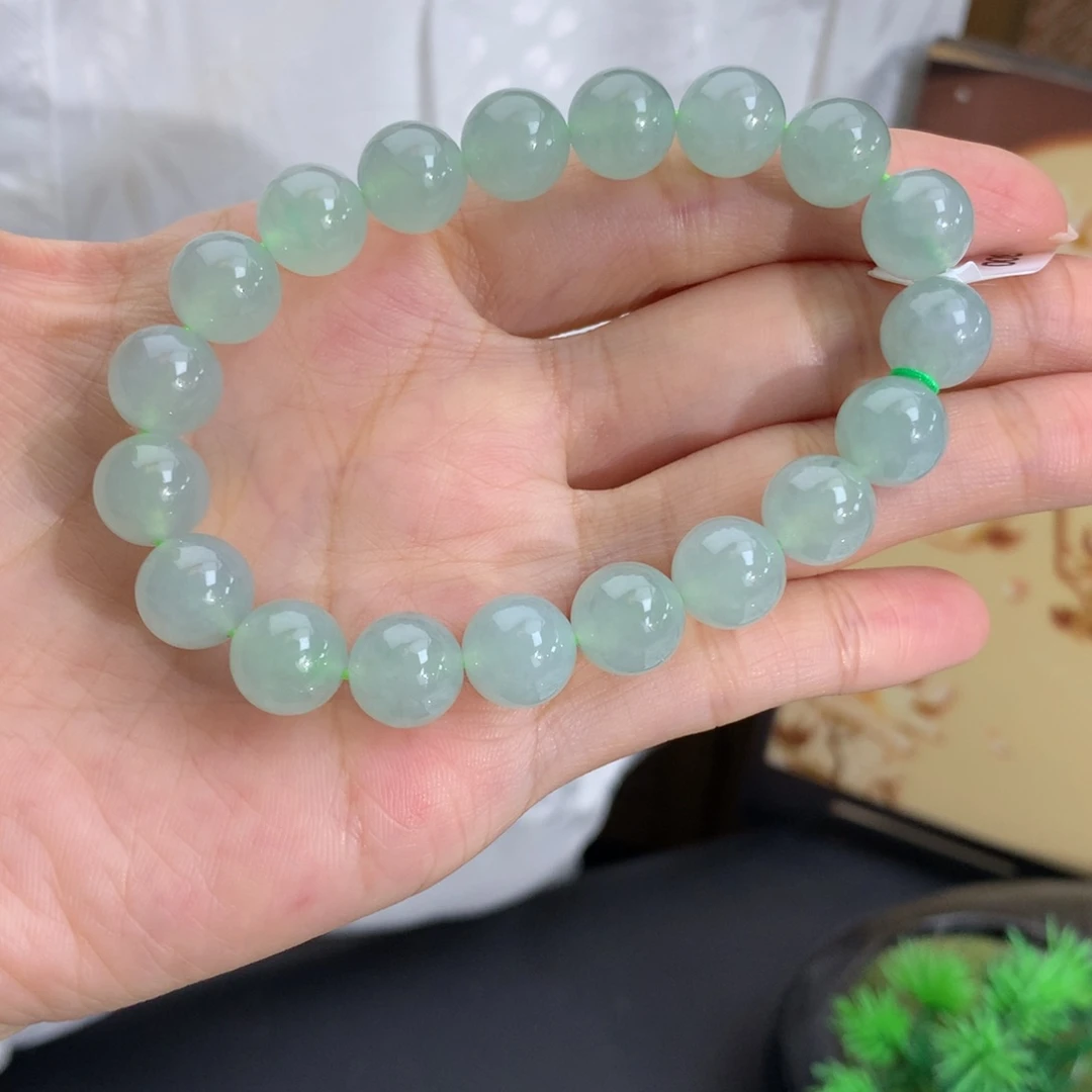 翡翠未镶嵌手串卡10冰胶晴绿手串