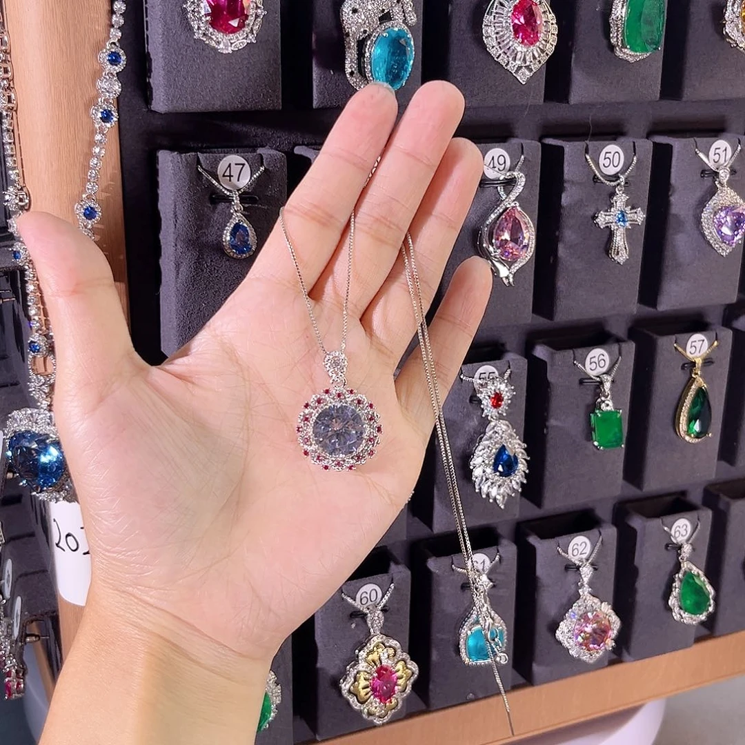 颈饰彩色蓝宝石银S925镶嵌m 47