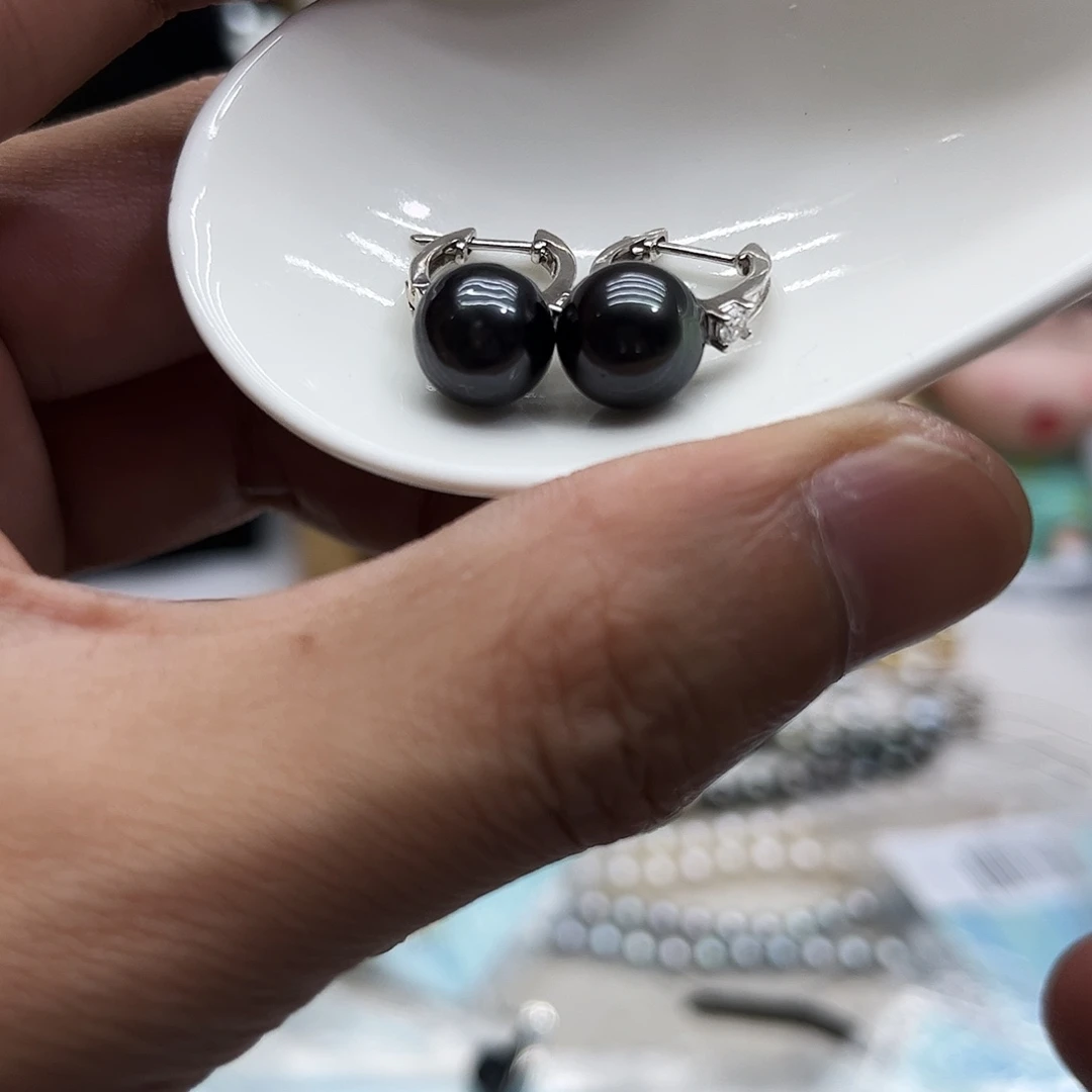海水珍珠耳饰银S925镶嵌