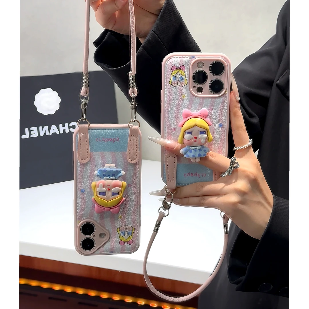 雅天立可爱哭娃支架挂绳适用苹果17手机壳16/13华为vivoppo小米15