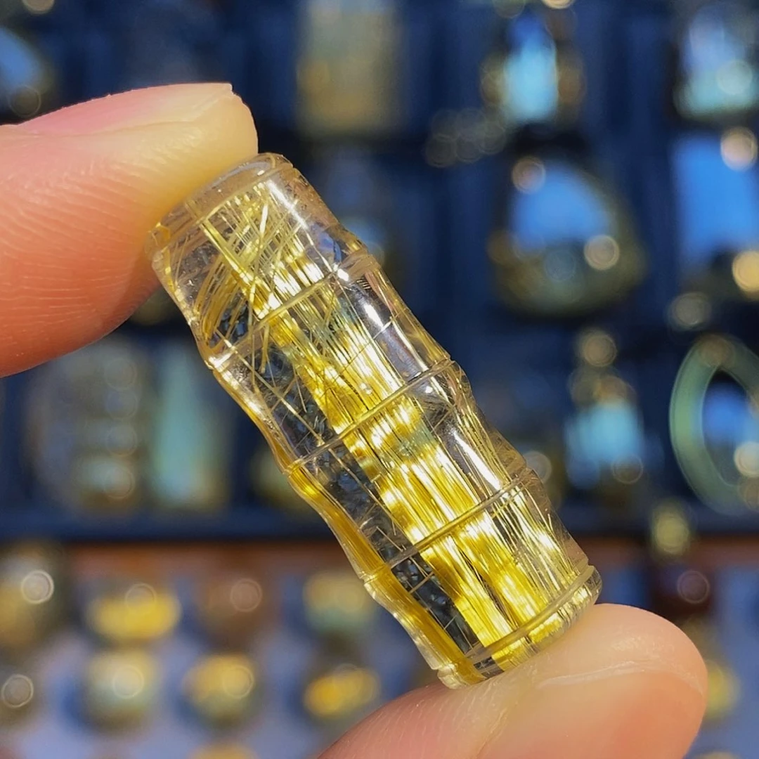 未镶嵌颈饰水晶天然钛晶竹节吊坠