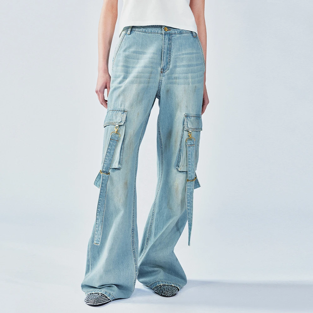 UOOYAA/乌丫2025夏季新款微喇工装牛仔裤UY25234N237134