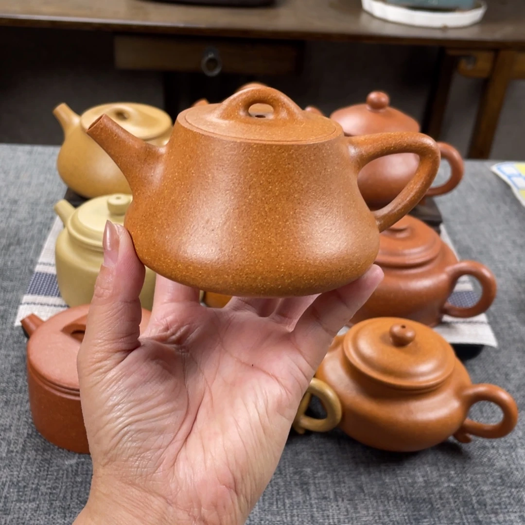 紫砂茶壶金黄段泥柱楚全手30目180手工泥