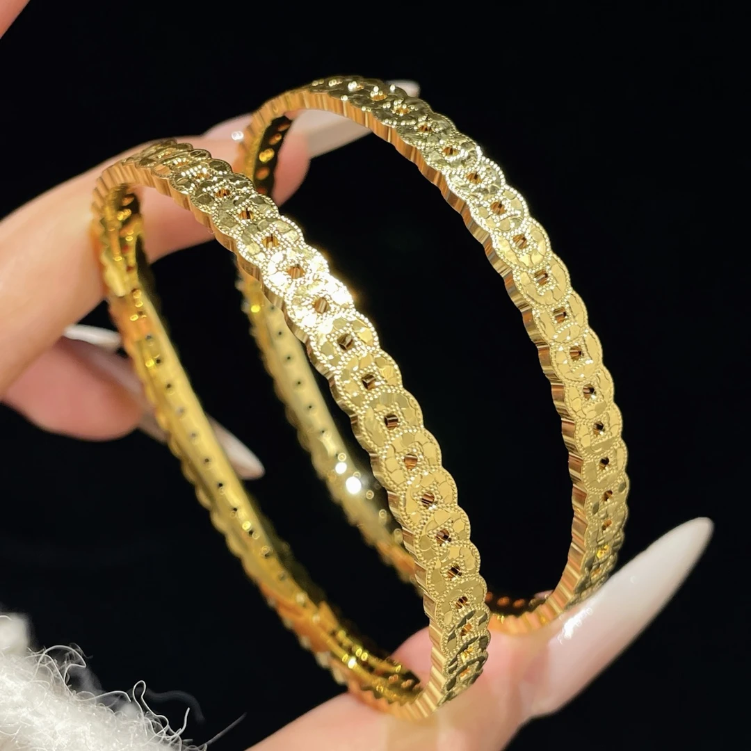 铜合金手镯 【金熹菲饰品】新中式时尚5G爆闪亮面碎碎冰·钱多多手镯