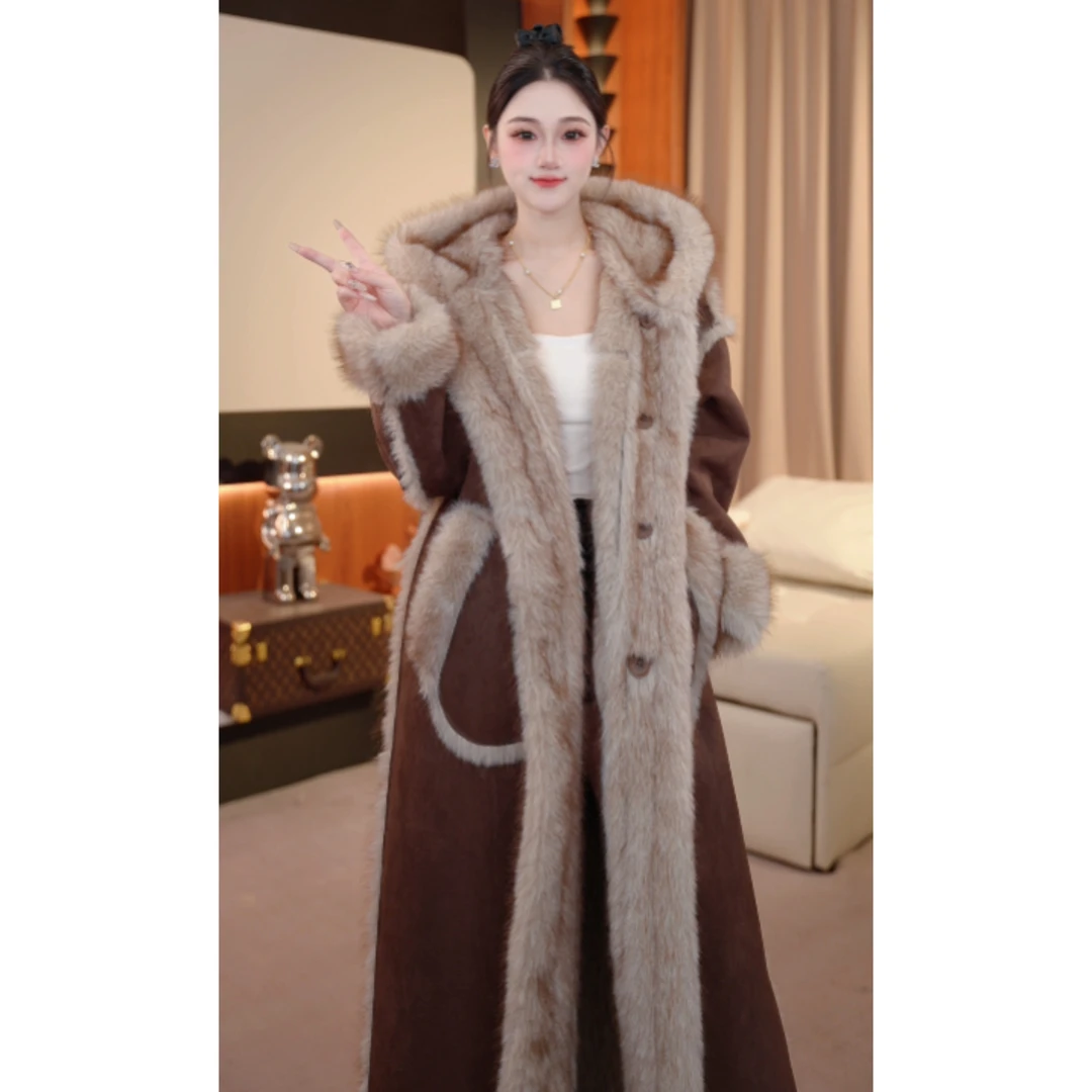 2025【双面穿】大衣连帽落肩袖轻奢高端厚款女装 28115