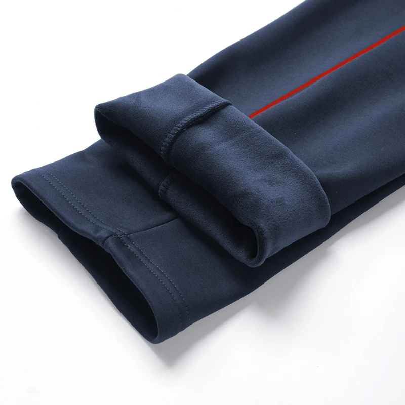 细红条棉质加绒校服裤学校同款冬季深蓝色中小学秋冬款保暖运动裤