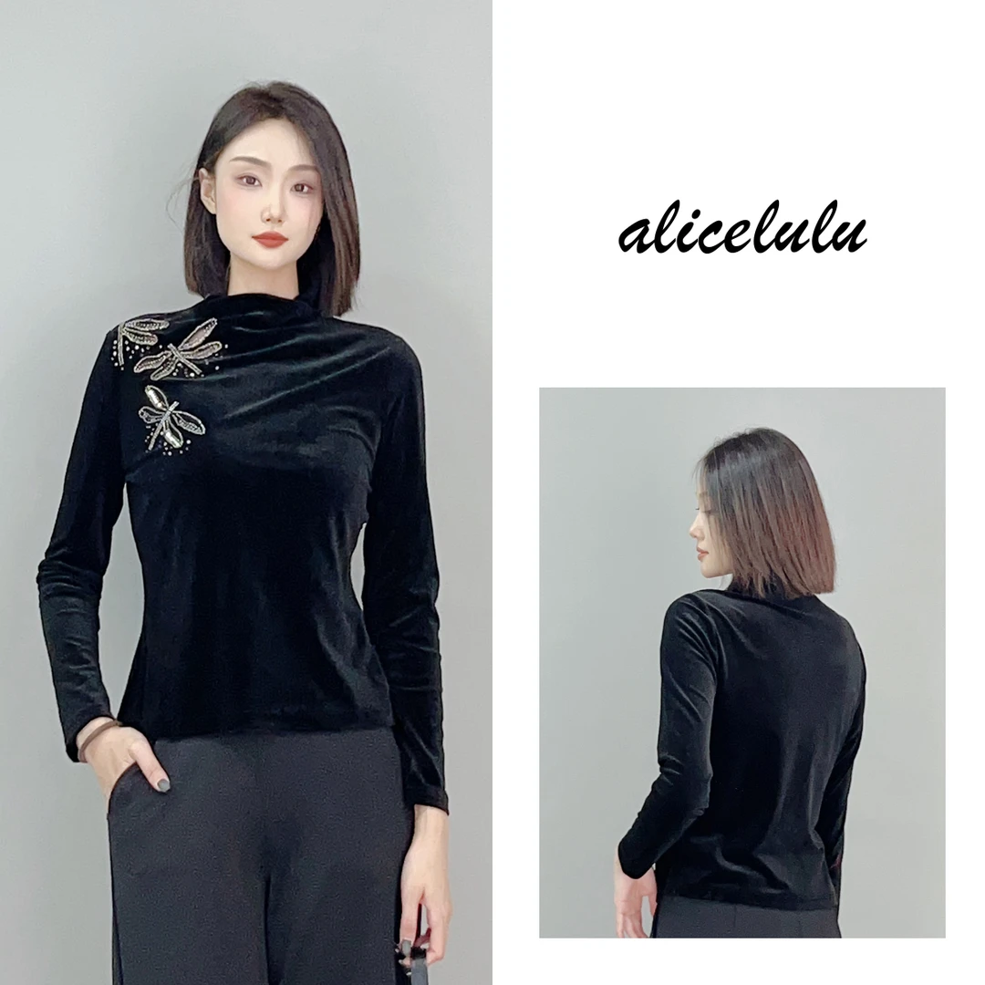 1 ALICE 蜻蜓漫舞衬衫 时尚烫钻 弹力百搭 S2140785W