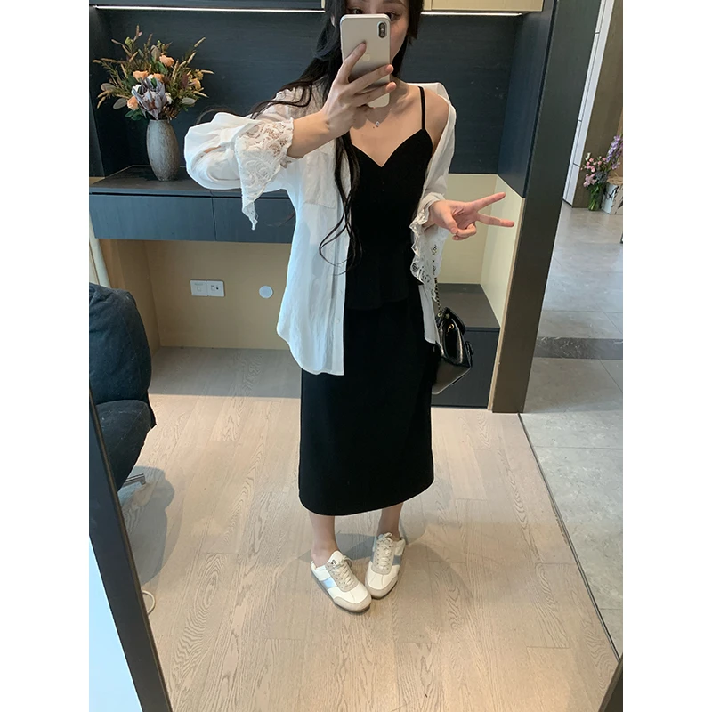 XINYI【韩系姐姐】夏季简约T恤女+吊带连衣裙显瘦套装X625A07068