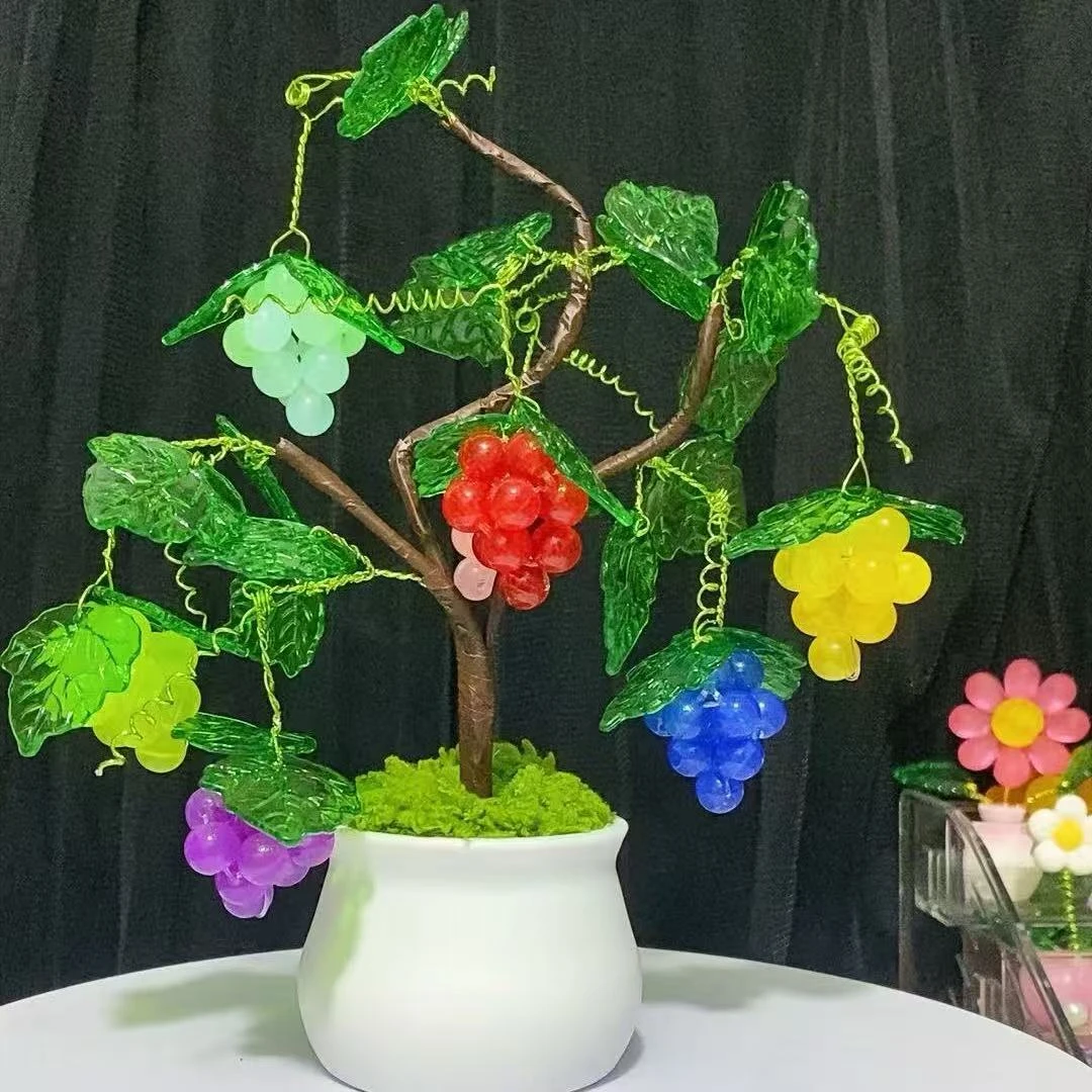 有文精选 果冻实色葡萄树小盆栽 手工DIY桌摆件