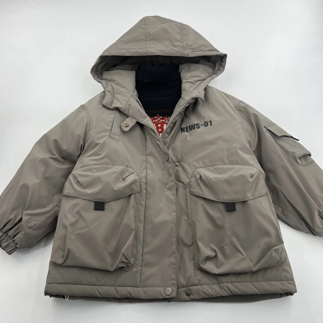 18176高端潮流时尚百搭休闲童装时尚棉外套A8-4-4/灰C6-1边