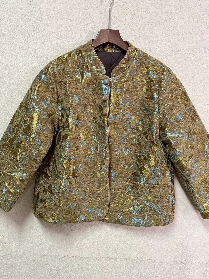 [冬日金秋] 超级华丽的秋冬新款重工立体金丝刺绣棉服加厚外套