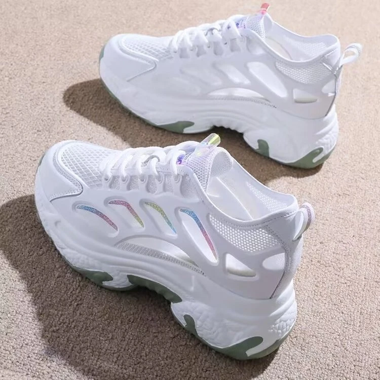 网面内增高老爹鞋25夏季薄款鞋子女款潮牌百搭透气厚底休闲运动鞋