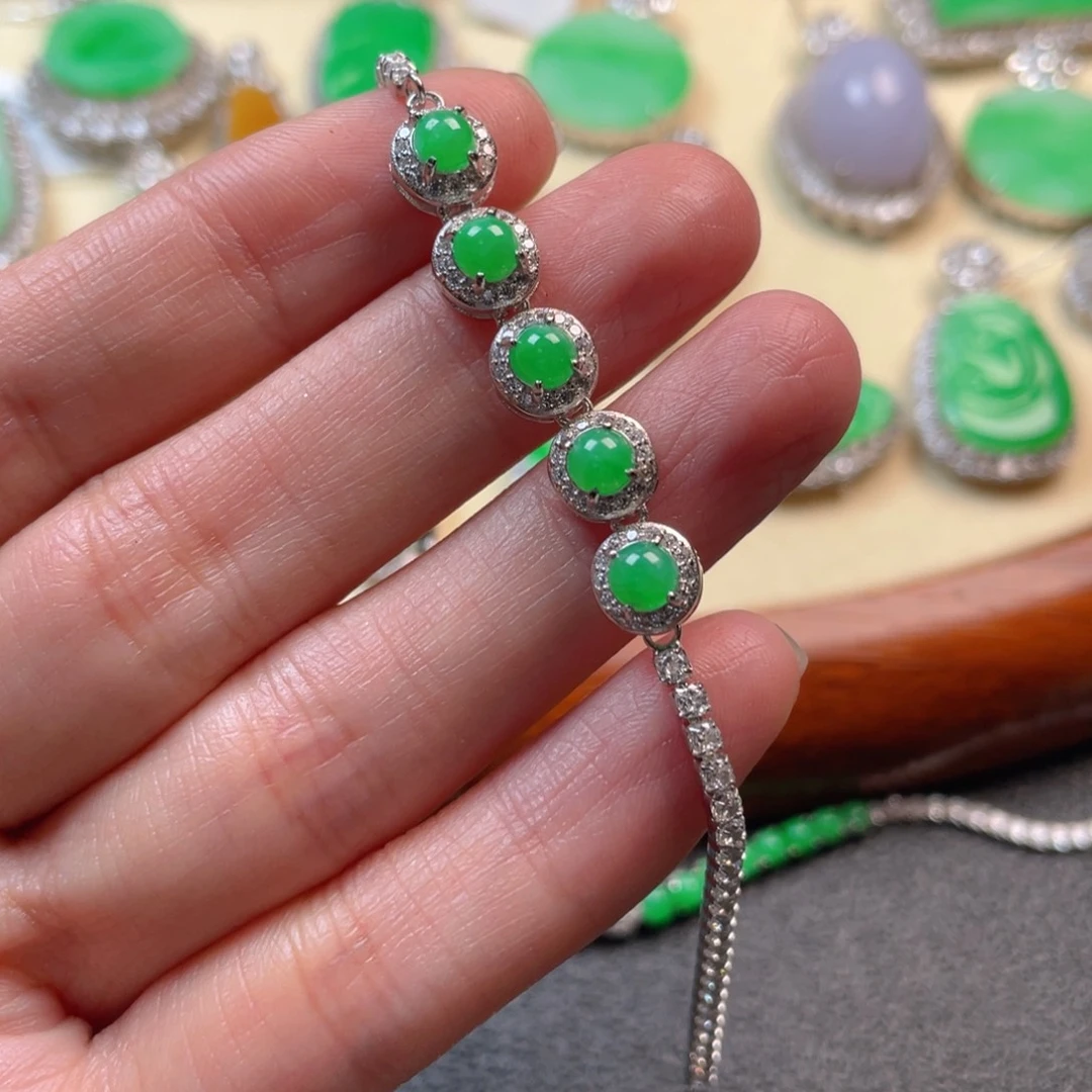 翡翠吊坠(不含链)银S925镶嵌手链