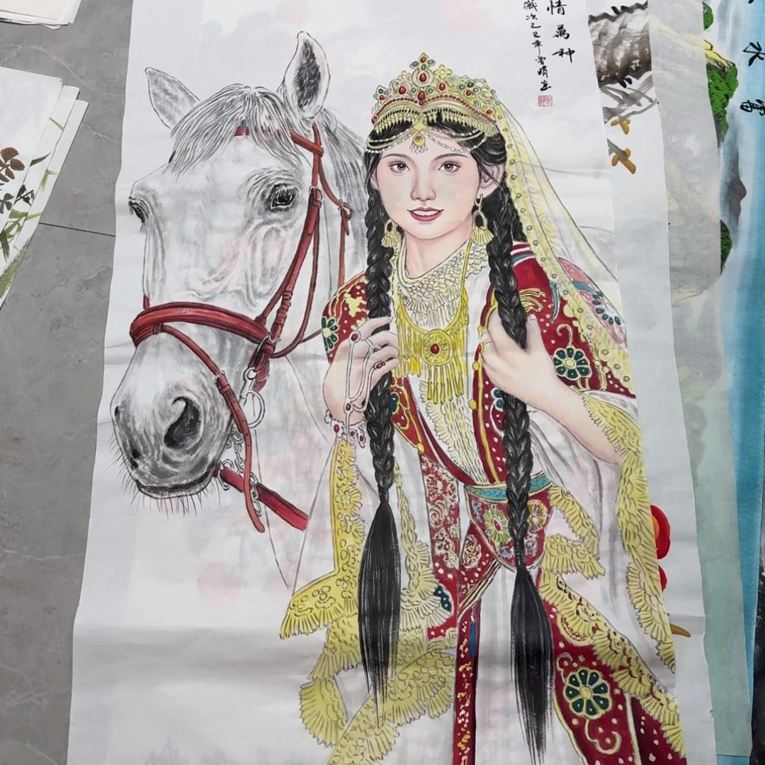 特***博国画四尺尺寸70X140纯手绘作品