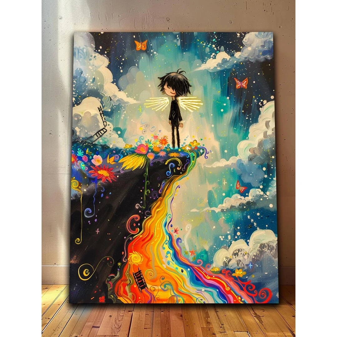 《梦》 Dream 立体肌理挂画卧室床头治愈系童话画 儿童房挂画